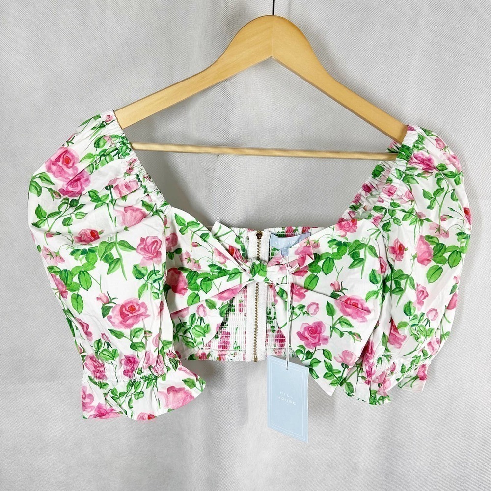 Hill House The Isabella Top Pink Roses BarbieCore Size Medium